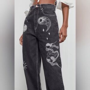 BDG Urban Outfitters | Embroidered Baggy Jeans | Black size 24
